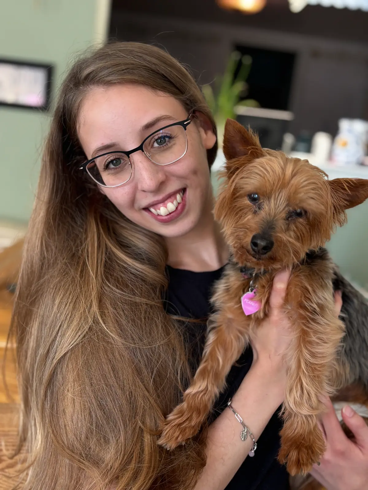 Julie spending time with a pet